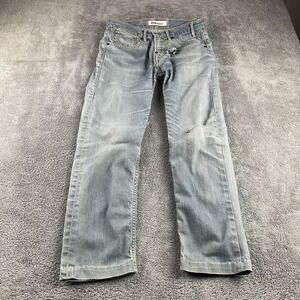 Levis‎ 504 Straight Leg Jeans Mens 28x25 Blue Medium Wash Low Rise Distressed